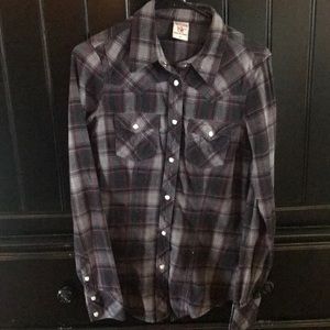 True religion plaid button up shirt